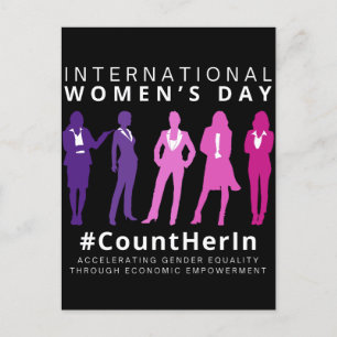 Carte Postale Comptez-la International Journée de la femme