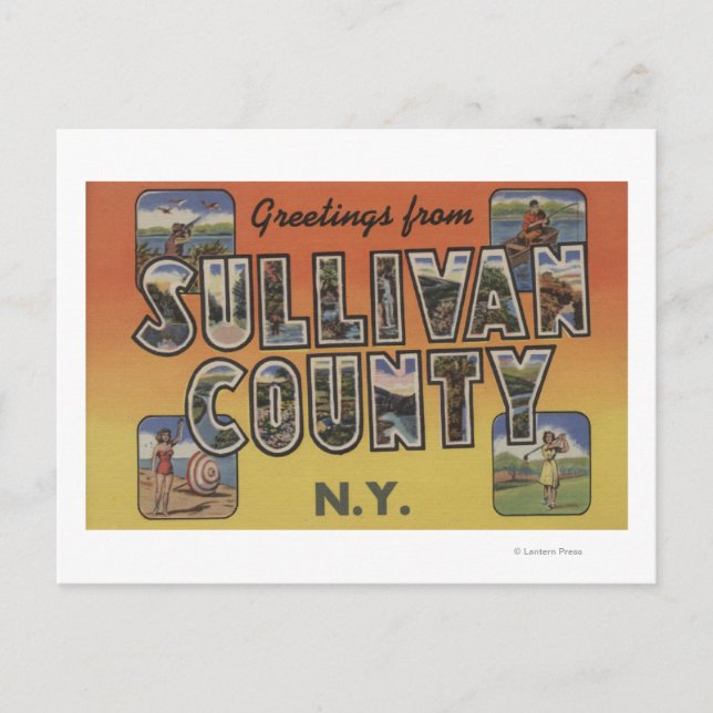Carte Postale Comté de Sullivan, New York - Scènes de grandes le (Devant)