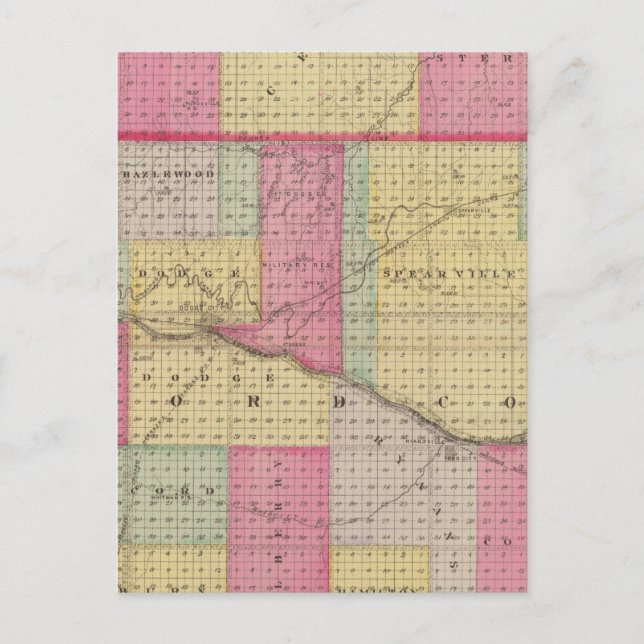 Carte Postale Comtés de Hodgeman et Ford, Bellefont, Kansas (Devant)