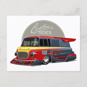 Carte Postale Concept de van de course rétro customisé