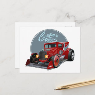Carte Postale Concept de voiture de course rétro personnalisée
