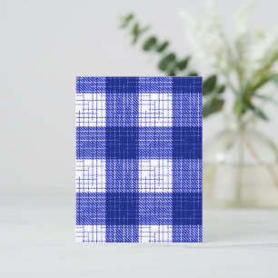 Carte Postale Conception à carreaux à carreaux audacieux bleus e