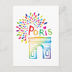 Carte Postale Conception au néon de Paris France   Arc de