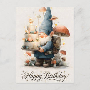 Carte Postale Conception d'anniversaire de gnome à l'aquarelle a