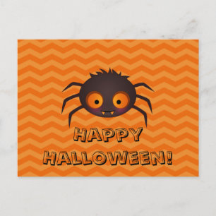 Carte Postale Conception d'araignée mignonne à chevron orange Ha