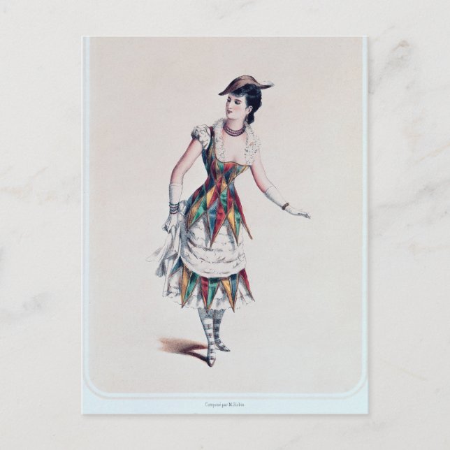 Carte Postale Conception de costumes pour une arlequin femme, ve (Devant)