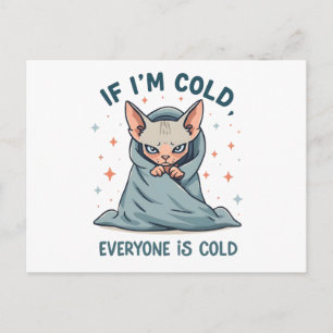 Carte Postale Conception de dessin animé d'humour froid de chat