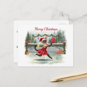 Carte Postale Conception de fête de Noël de Pickleball Joyeux No