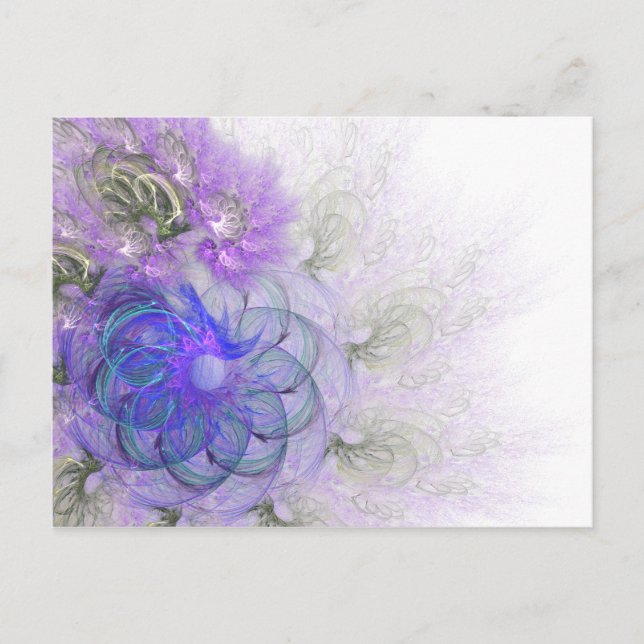 Carte Postale Conception de fleurs abstraites violettes et bleue (Devant)
