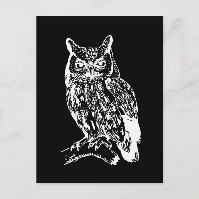 Carte Postale Conception de hibou noir et blanc (Devant)