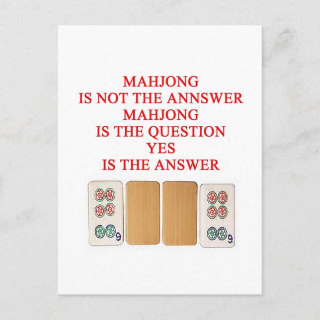 Carte Postale conception de joueur de mahjong (Devant)