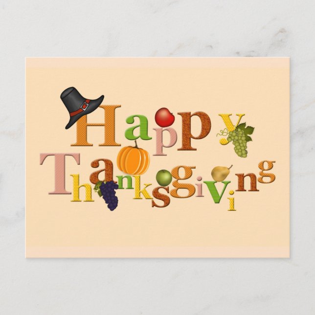 Carte Postale Conception de jour de Thanksgiving heureux (Devant)