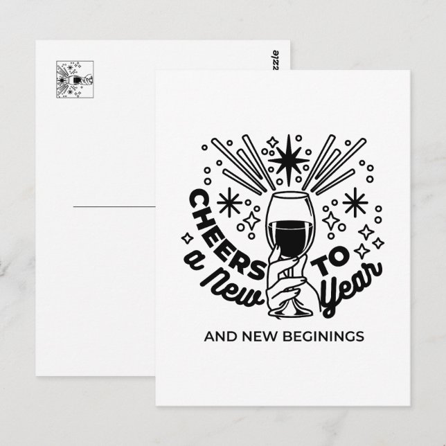 Carte Postale Conception de la fête du Nouvel An (Devant / Derrière)