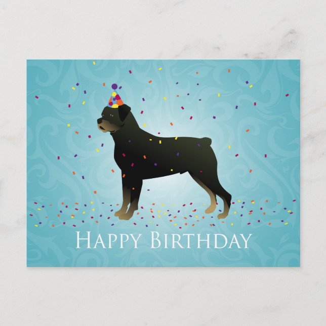 Carte Postale Conception de l'anniversaire de Rottweiler (Devant)