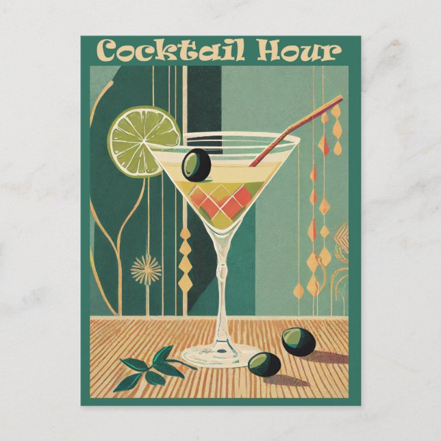 Carte Postale Conception de l'heure de cocktail du milieu du siè (Devant)