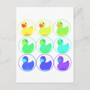 Carte Postale Conception de motif Canetons Arc-en-ciel