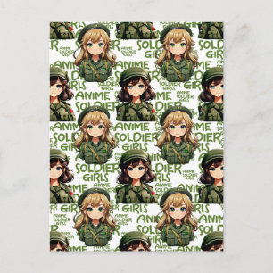 Carte Postale Conception de motif de filles de soldats d'anime 