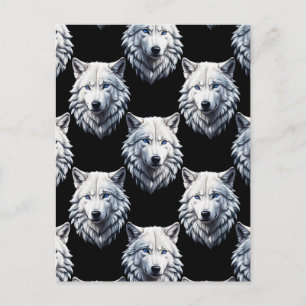 Carte Postale Conception de motif de tête de loup blanc