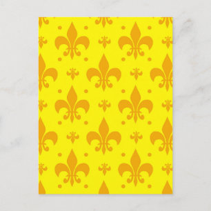 Carte Postale Conception de motif fleur de lis jaune 