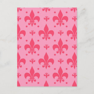 Carte Postale Conception de motif fleur de lis rose