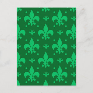 Carte Postale Conception de motif fleur de lis verte