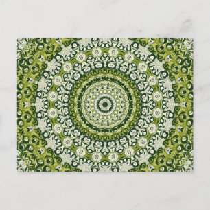 Carte Postale Conception de motif mandala vert et blanc