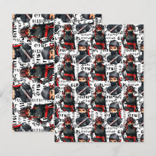 Carte Postale Conception de motif textuel pour filles ninja anim