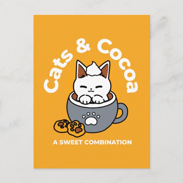 Carte Postale Conception de Mug de vacances avec Cosy Cat et Paw (Devant)