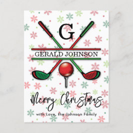 Carte Postale Conception de Noël joyeux monogramme de golf