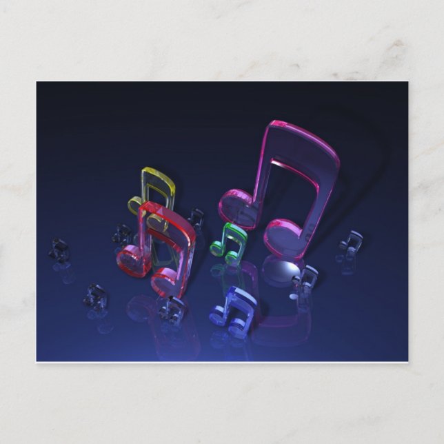 Carte Postale Conception de notes musicales colorées (Devant)