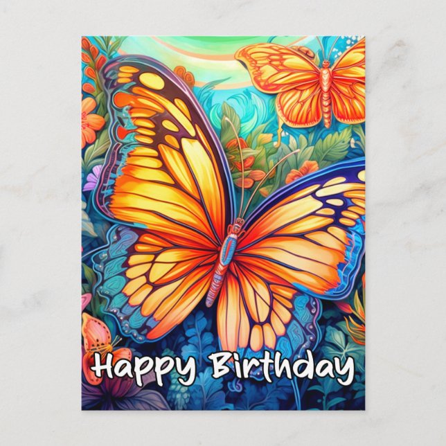Carte Postale Conception de papillon fantaisiste Joyeux Annivers (Devant)