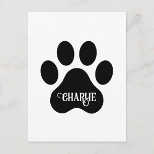 Carte Postale Conception de silhouette de nom de patte de chien