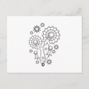 Carte Postale Conception de tatouage de pissenlit
