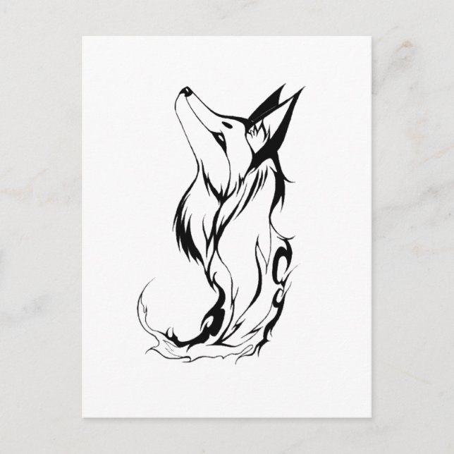 Carte Postale Conception de tatouage Fox Tribal (Devant)
