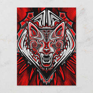 Carte Postale Conception de totem tribal Haida de loup