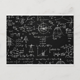 Carte Postale Conception d'équations de tableau noir de mathémat