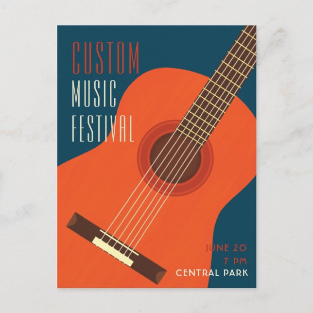 Carte Postale Conception d'illustration de guitare/musique (Devant)