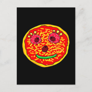 Carte Postale Conception d'illustration de visage de pizza souri