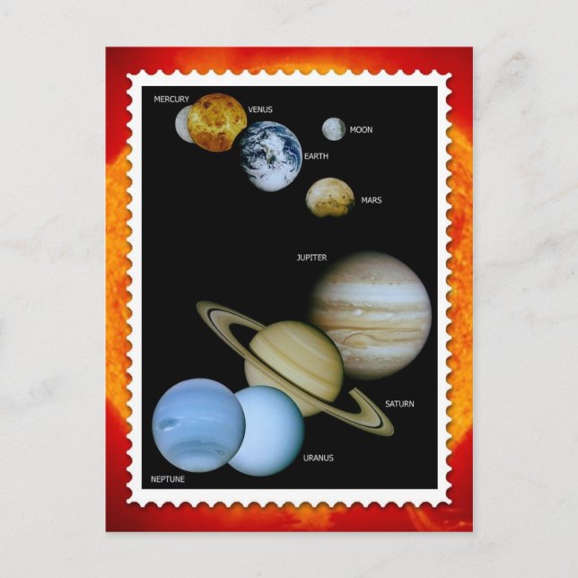 Carte Postale Conception du tampon du système solaire (Devant)