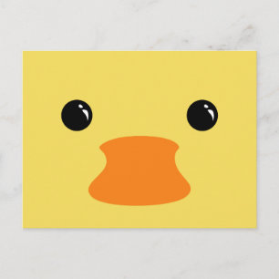 Carte Postale Conception du visage animal mignon de canard jaune