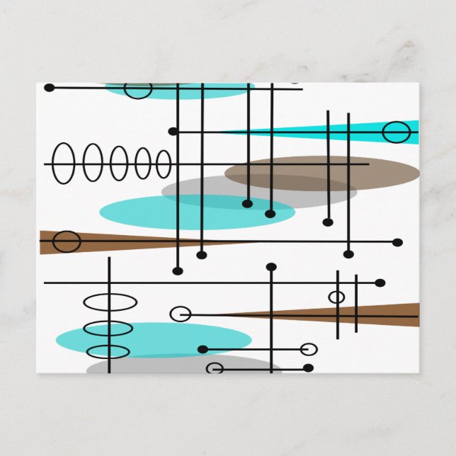 Carte Postale Conception inspirée par l'ère atomique du milieu d (Devant)