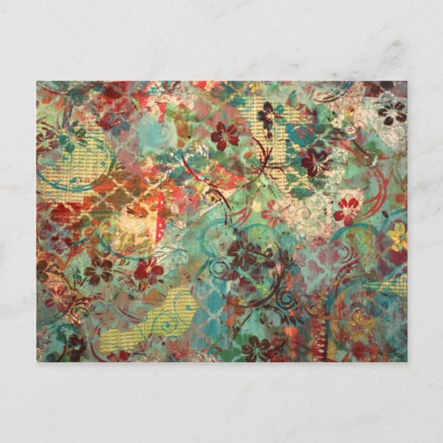 Carte Postale Conception peinte à la main avec support mixte (Devant)