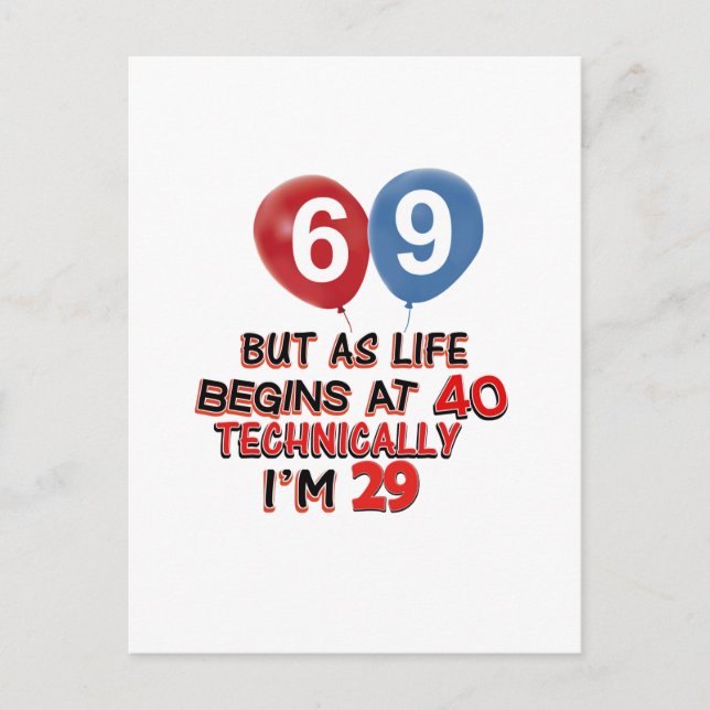 Carte Postale conceptions drôles pour 69e anniversaire (Devant)