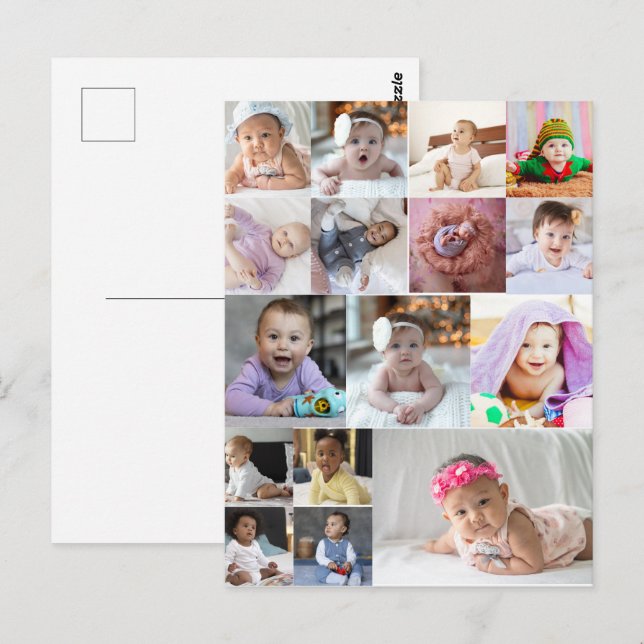 Carte Postale Concevez votre propre collage de 16 photos  (Devant / Derrière)