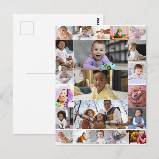 Carte Postale Concevez votre propre collage de 21 photos (Devant / Derrière)