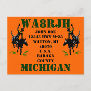 Carte Postale Concevez votre propre QSL HAM Radio Ops Card Bronc