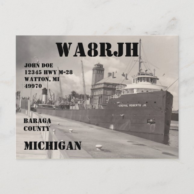 Carte Postale Concevez votre propre radio opérateur HAM QSL Frei (Devant)