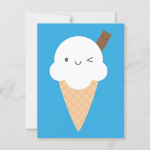 Carte Postale Cone de crème glacée Kawaii