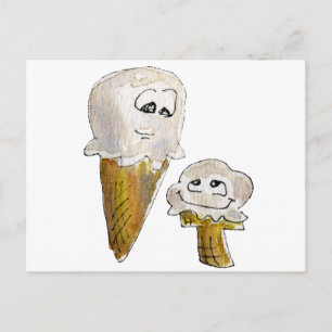 Carte Postale Cônes de crème glacée de carton mignon