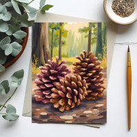 Cônes de pin | Forêt d'automne de peinture à l'aqu